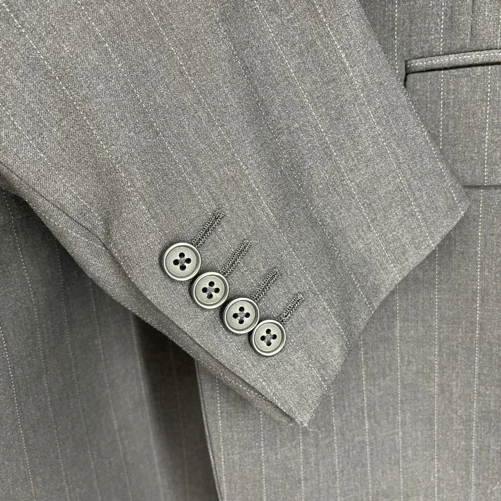 Ted Baker Endurance Mens 38R‎ Gray Pinstripe Wool Blazer Business Suit Jacket